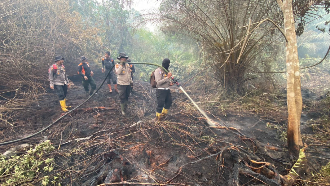 Kapolres Inhil Turun Langsung Tangani Karhutla di Keritang